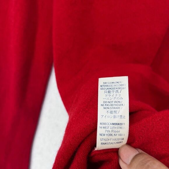 Rebecca Minkoff Sweater Women Medium Red 100% Cashmere Retro 70s Mob Wife Flare - Picture 6 of 11